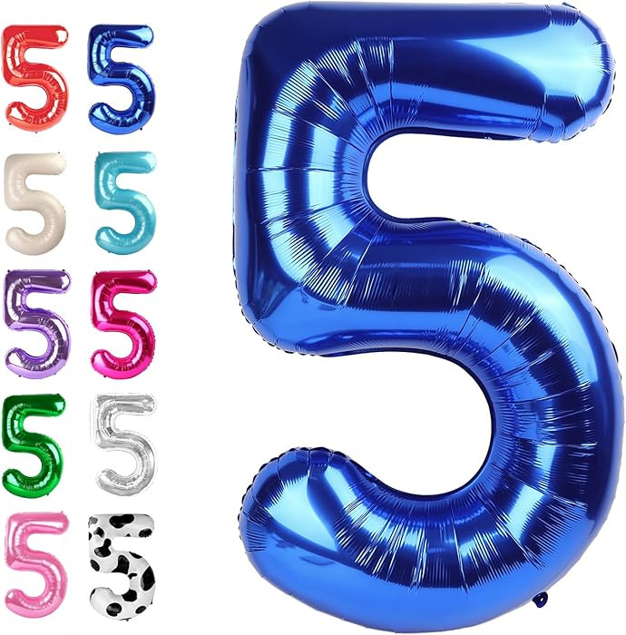 Navy Blue 40 Inch Large Number 5 Birthday Balloon, Five 5th 15 25 35 50 55 Birthday Celebration D... | Amazon (US)