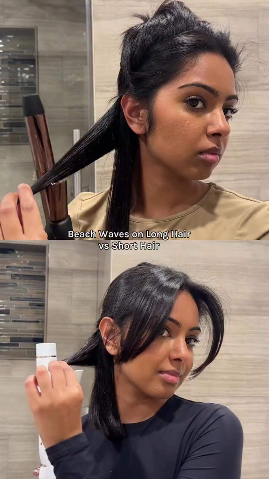 Curling iron info: 
➡️ Long hair: 1” curling iron
➡️ Short hair: 1 1/4” curling iron

Pro tip: If your curls never hold, try going smaller with the barrel—1” will be your best friend! 
.
.
#beachwaves #beachwaveshair #curlinghair #curlingiron

#LTKSummerEdit #LTKStyleTip #LTKBeauty