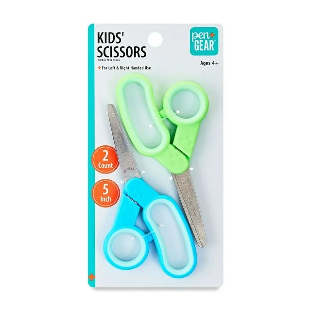 Pen+Gear 5" Blunt Tip Kids Scissors 2 Pack, Blue and Green | Walmart (US)