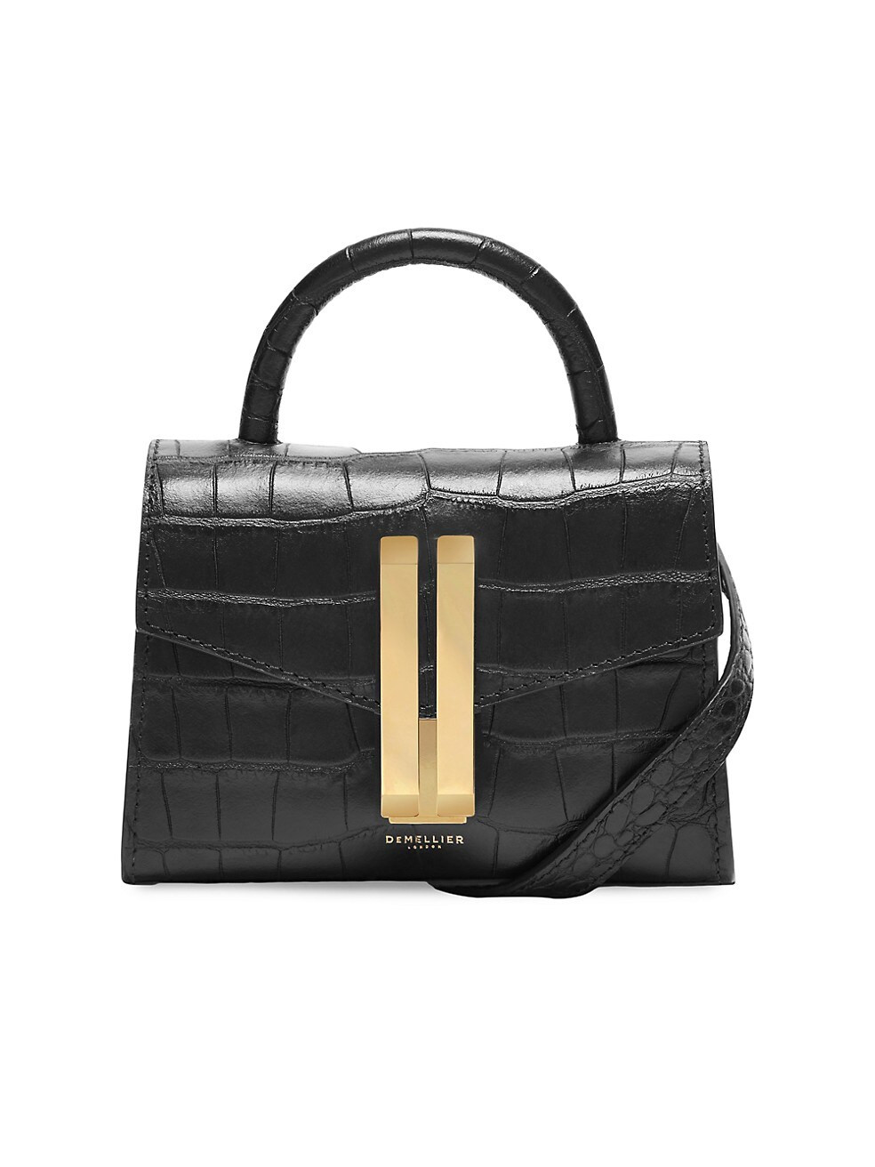 DeMellier Nano Montreal Croc-Embossed Leather Top Handle Bag | Saks Fifth Avenue