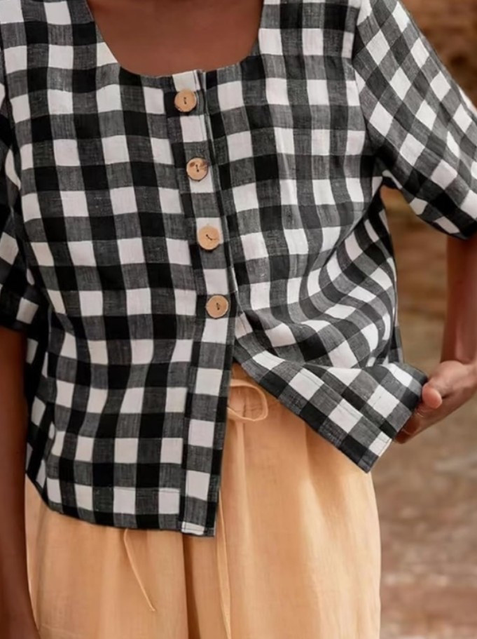 Rustic farmhouse charm in the cutest summer top. 🌿 This gingham button-down is giving countryside vibes, farmers market mornings, summer outfit inspo, casual mom style, and effortless everyday outfits. Easy, lightweight, and perfect with denim shorts, linen pants, or sandals for that cozy cottage feel. 

Hurry, grab yours now before it’s gone! 🐓🌾

#LTKOver40 #LTKMidsize #LTKTall