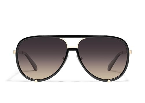 Quay - Womens Sunglasses, Polarized Aviator Lenses with UV Protection, Oversized Sunglasses (High Profile, Black Gold) | Amazon (US)