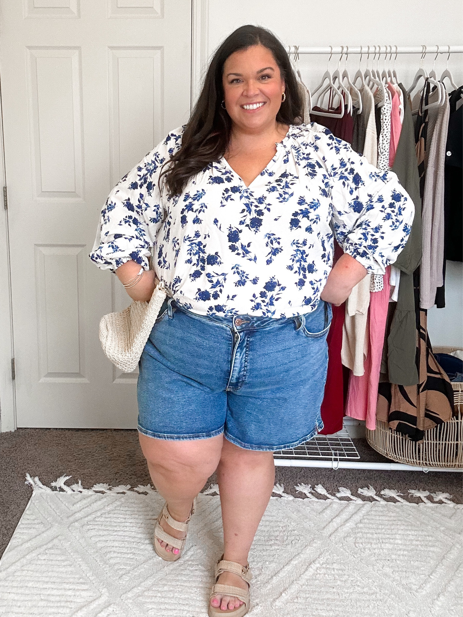 Obsessed  with this Oldnavy blue floral peasant top! It fits well in the chest area but size up one size if you want more room in the waist. I’m in a 2x here. And 24 in the target shorts! 

#LTKStyleTip #LTKPlusSize #LTKFindsUnder50