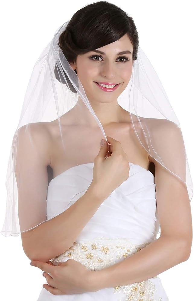 SAMKY 1T 1 Tier Hemmed Pencil Edge Bridal Wedding Veil All Length | Amazon (US)