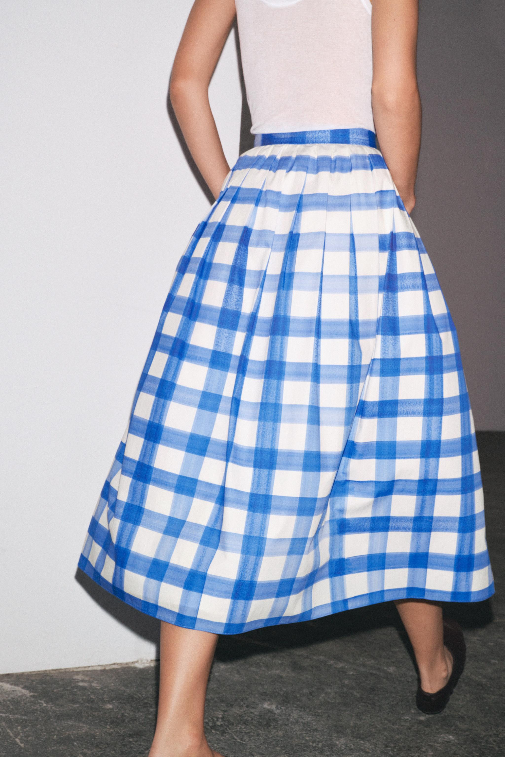 CHECKERED MIDI SKIRT ZW COLLECTION | Zara US