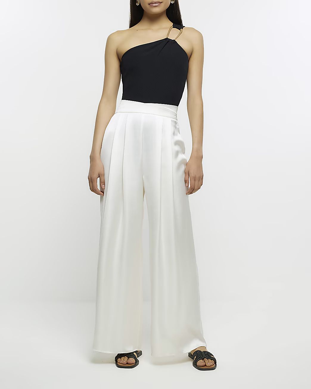 Stone wide leg trousers | River Island (US)