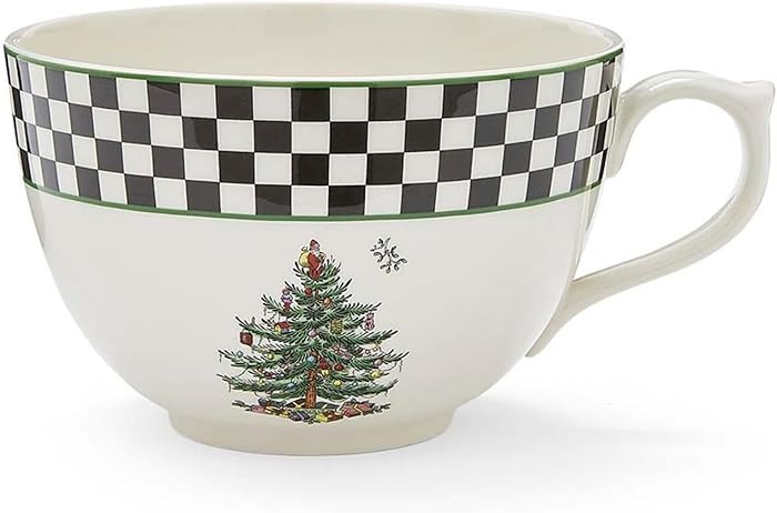Spode Black & White Jumbo Christmas Mug - 20oz Porcelain Oversized Cup with Handle Featuring Holi... | Amazon (US)