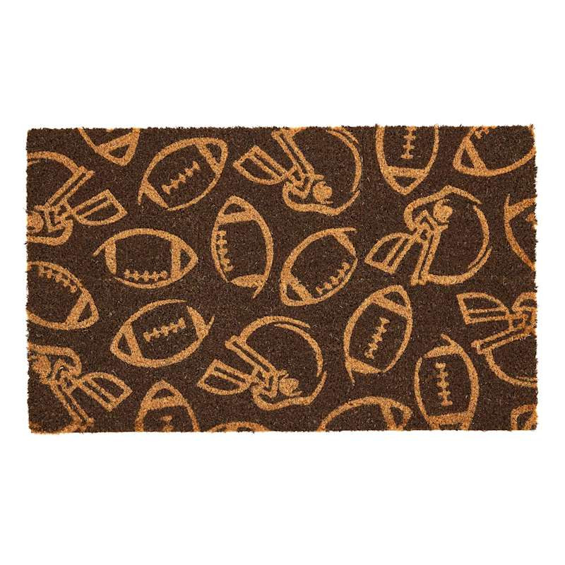 Football & Helmet Coir Mat, 18x30 | At Home