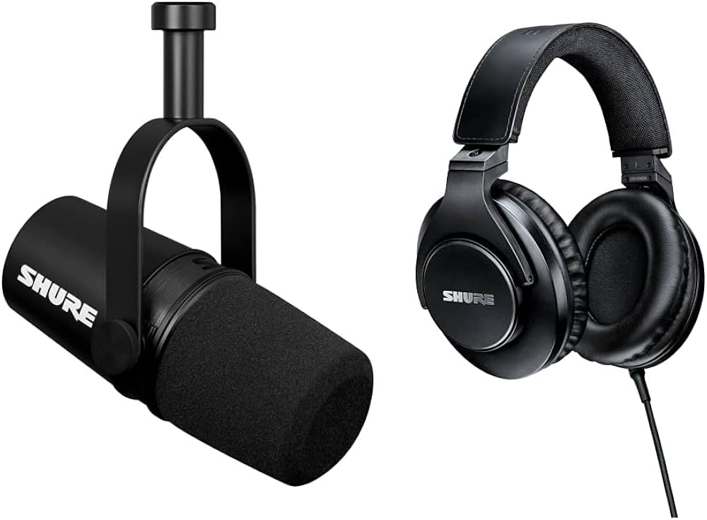 Shure MV7X XLR Podcast Microphone with SRH440A Over Ear Wired Headphones for Monitoring & Recordi... | Amazon (US)