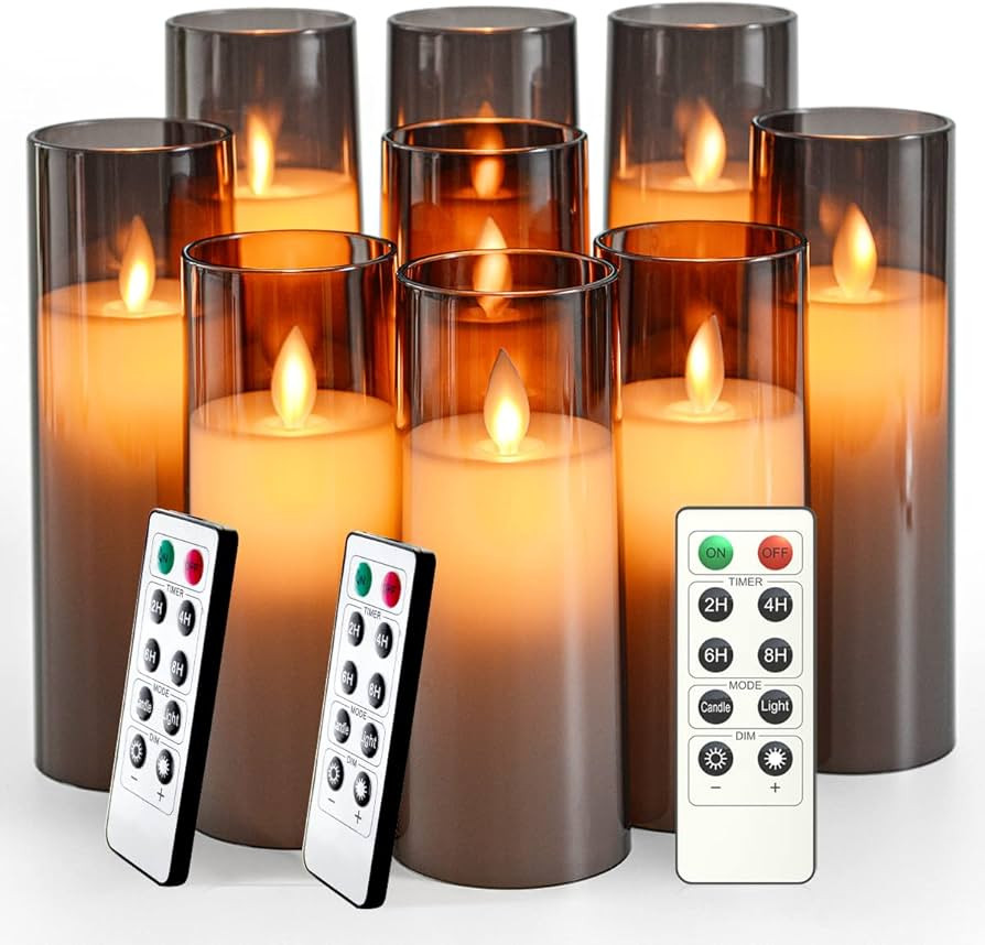 kakoya Flickering Flameless Candles, Battery Operated Acrylic LED Pillar Candles with Remote Cont... | Amazon (US)