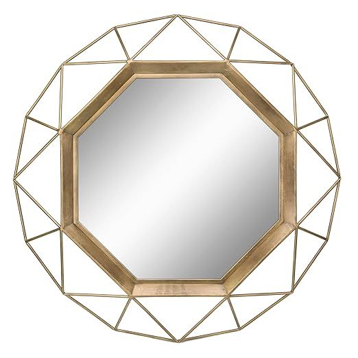 Stonebriar Decorative Antique Gold 30" Geometric Metal Frame Hanging Wall Mirror with Mounting Br... | Amazon (US)