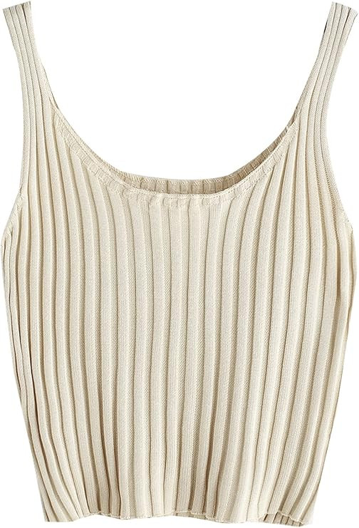 SweatyRocks Women's Ribbed Knit Crop Tank Top Spaghetti Strap Camisole Vest Tops | Amazon (US)