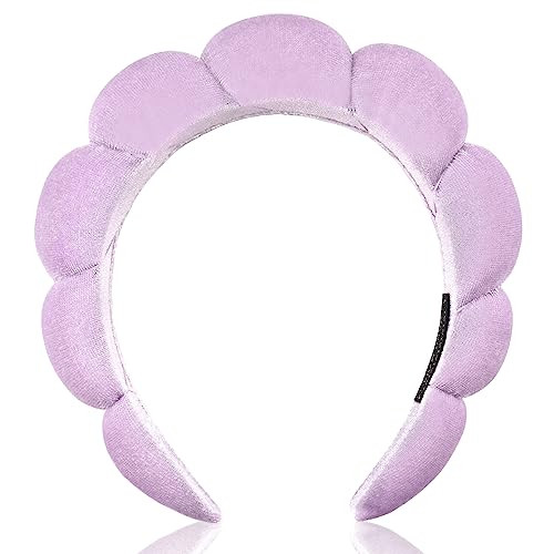 Ayesha Spa Headband for Women Sponge Headband for Washing Face Clouds Soft Hairband Makeup Headbands for Women Girls Shower Makeup Skincare (Purple) | Amazon (US)