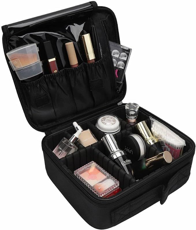 Travel Makeup Case，Multifunction Cosmetic Bag Organizer Portable Storage Bag with Adjustable Di... | Amazon (US)