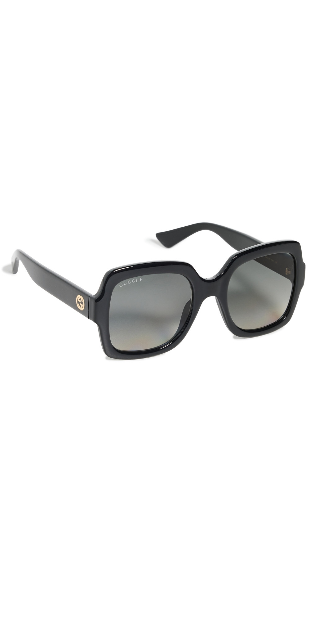 Gucci Oversized Square Sunglasses Black/Black/Grey One Size | Shopbop