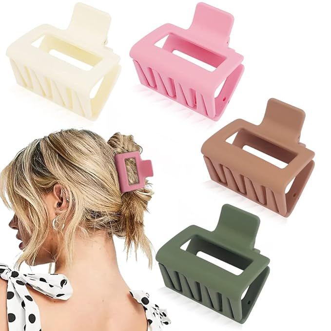 Ahoney 4 Pack Cute Hair Clips for Women Claw Clips for Thin Hair 2" Matte Hair Claw Clips Medium ... | Amazon (US)
