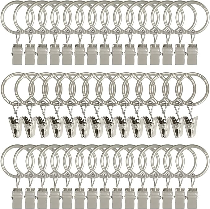 AMZSEVEN 44 Pack Metal Curtain Rings with Clips, Curtain Hangers Clips, Drapery Clips with Rings,... | Amazon (US)