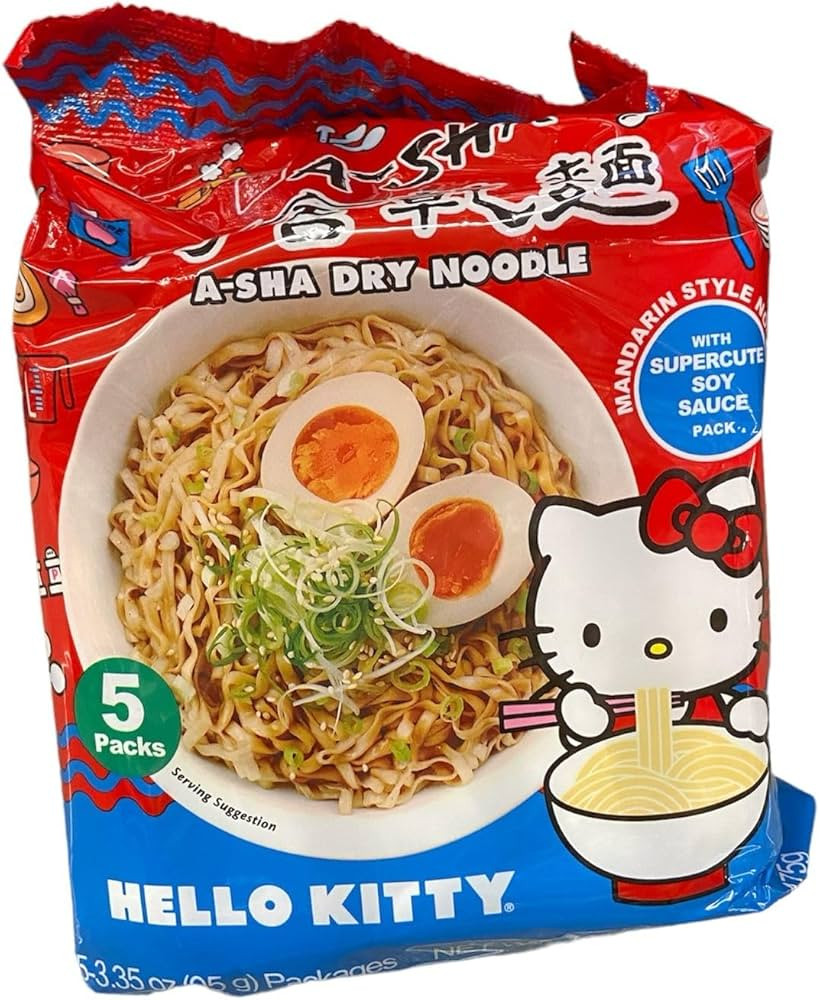 Intercart A-Sha Hello Kitty Dry Noodle Mandarin Style with Supercute Soy Sauce - Delightful Fusio... | Amazon (US)