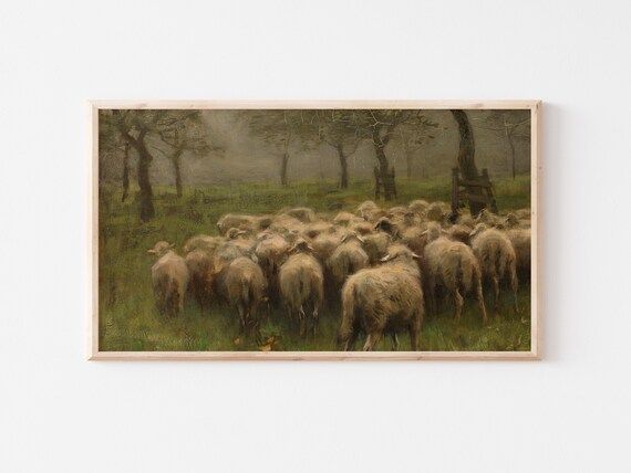 Samsung Frame TV Art File  Vintage Sheep Landscape Painting  | Etsy | Etsy (US)