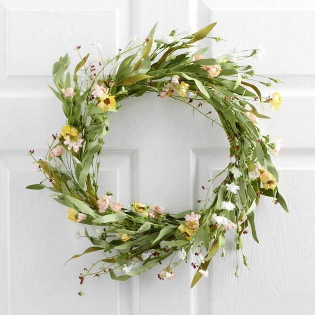 Mixed Faux Floral Spring Wreath | World Market