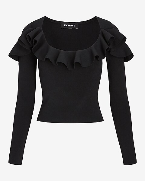 Long Sleeve Ruffle Sweater | Express