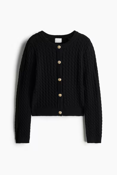 H & M - Cable-Knit Cardigan - Black | H&M (US + CA)