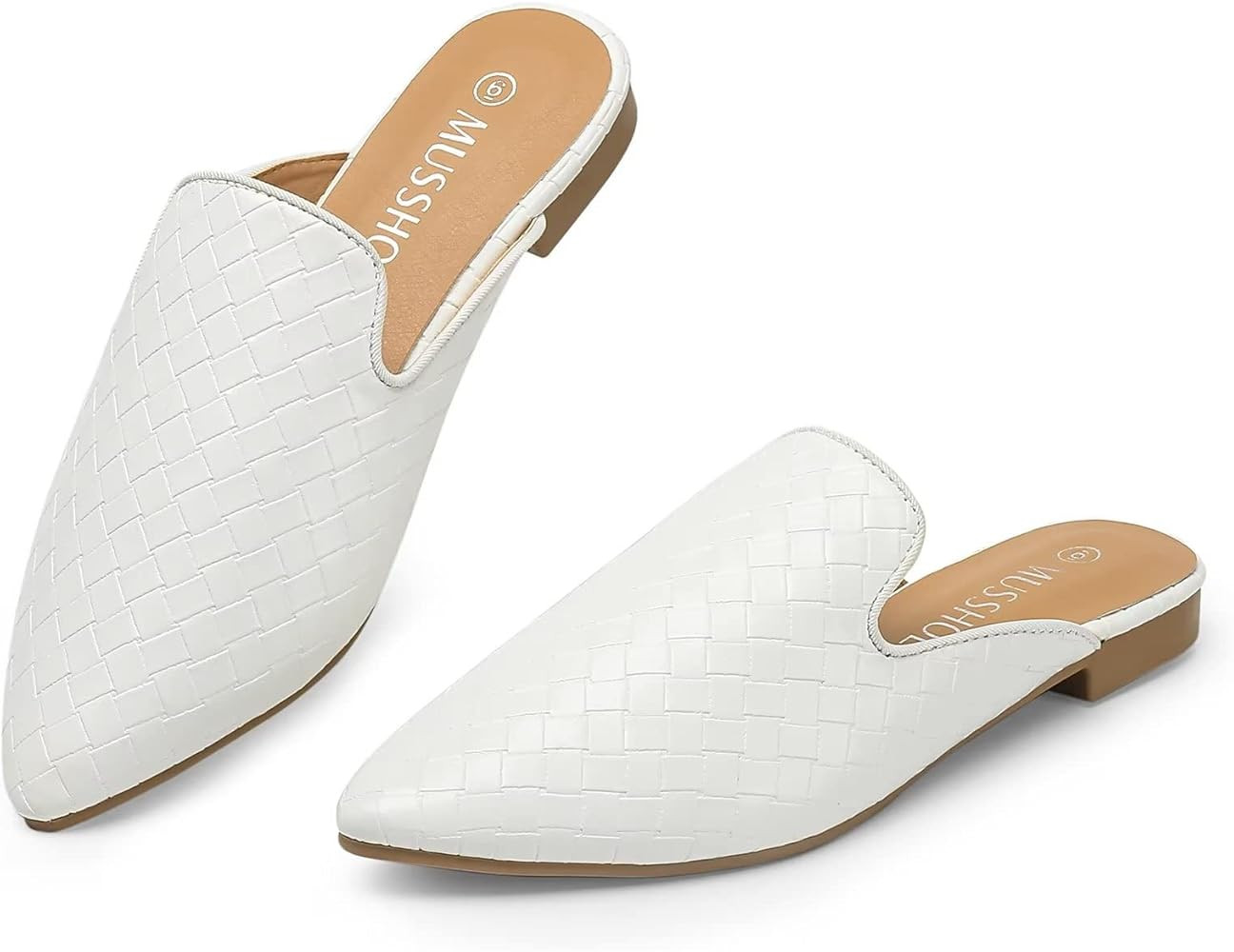 MUSSHOE Mules for Women Flats Comfortable Pointed Toe Women Mules | Amazon (US)