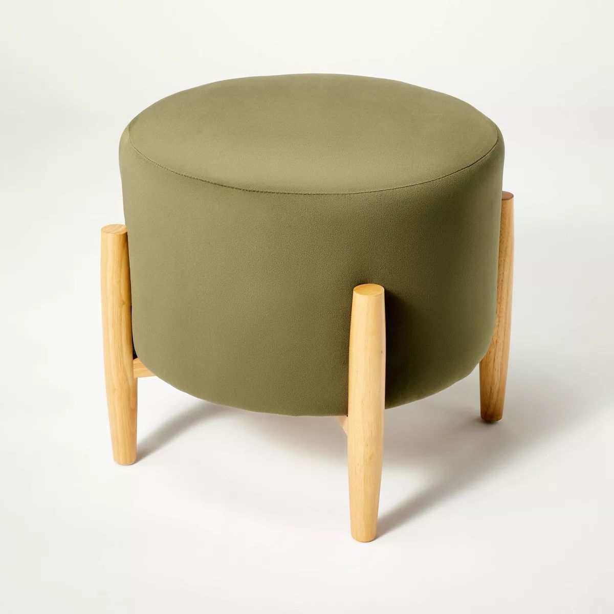 Elroy Round Velvet Ottoman with Wooden Legs - Threshold™ designed with Studio McGee | Target
