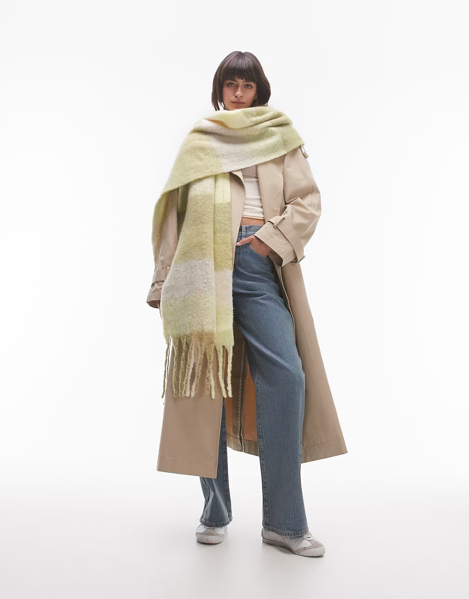 Topshop Sydney checked blanket scarf in green | ASOS (Global)