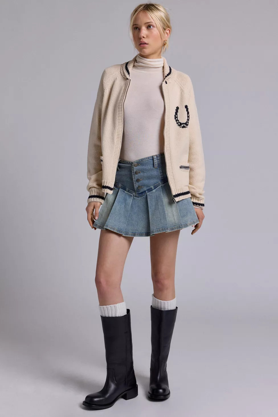 BDG Scottie Graphic Knit Zip-Up Cardigan | Urban Outfitters (US and RoW)