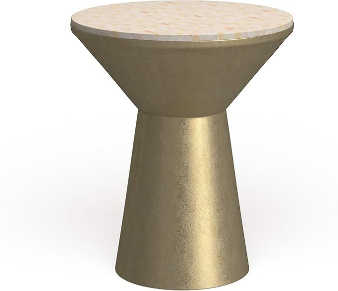 Safavieh Home Fae Pink Champagne and Gold Faux Mother of Pearl Mosaic Top Round Side Table | Amazon (US)