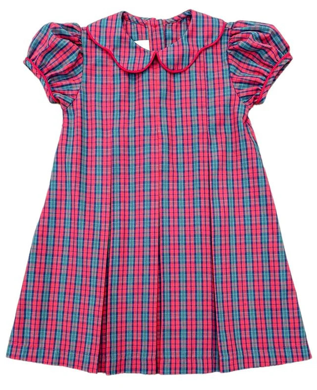 James and Lottie Red Christmas Plaid Paige Pleat Dress | JoJo Mommy