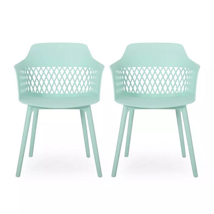 Azalea 2pk Resin Modern Dining Chair - Mint - Christopher Knight Home | Target