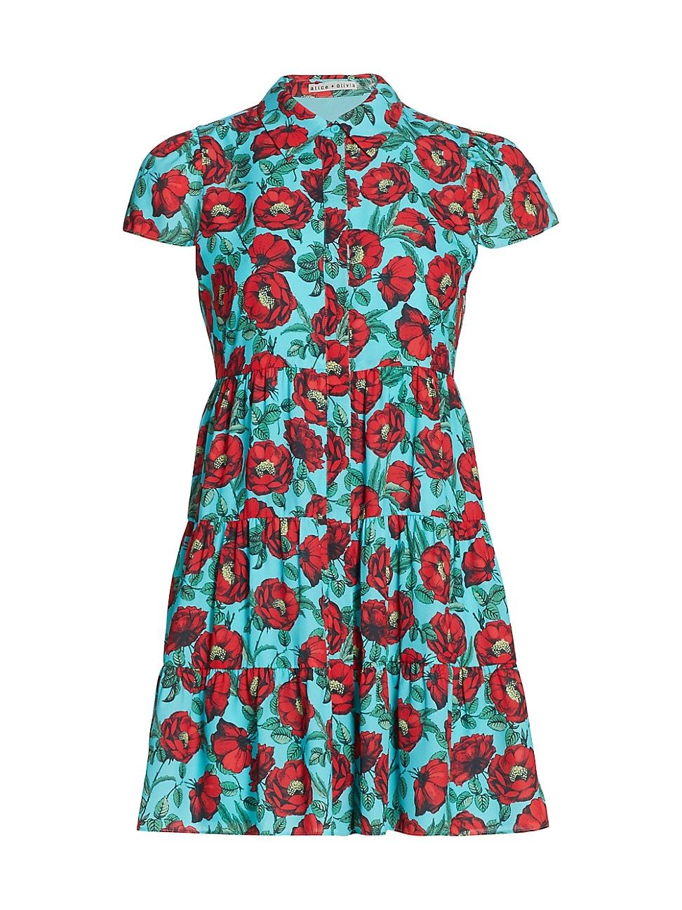 Women's Meeko Tiered Floral Shirtdress - Beach Bliss Aqua - Size 8 | Saks Fifth Avenue