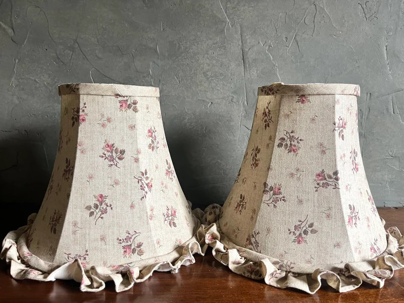 Beautiful Vintage Beige Shabby Chic Style Lamp Shade W/ Delicate Rose Design Throughout Sold Indi... | Etsy (US)