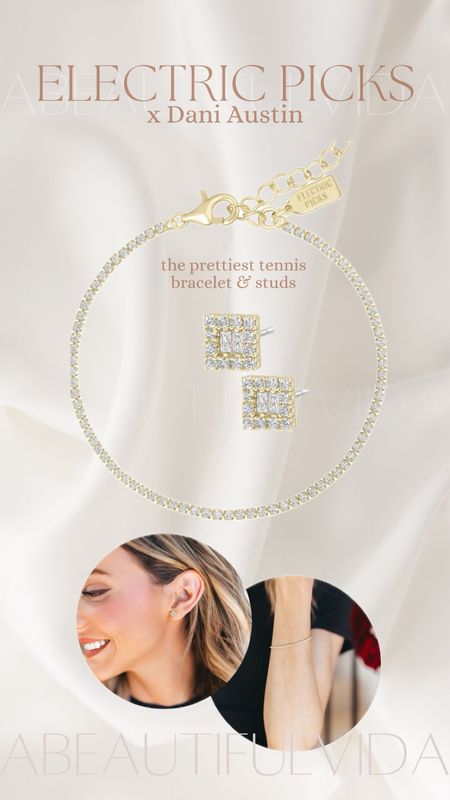 Electric Picks x Dami Austin Collab featuring the prettiest tennis bracelet & square studs. 

jewelry // earrings// party // work wear // prom // wedding// bridesmaid// bride // casual style // spring 

#LTKworkwear #LTKbeauty #LTKGala