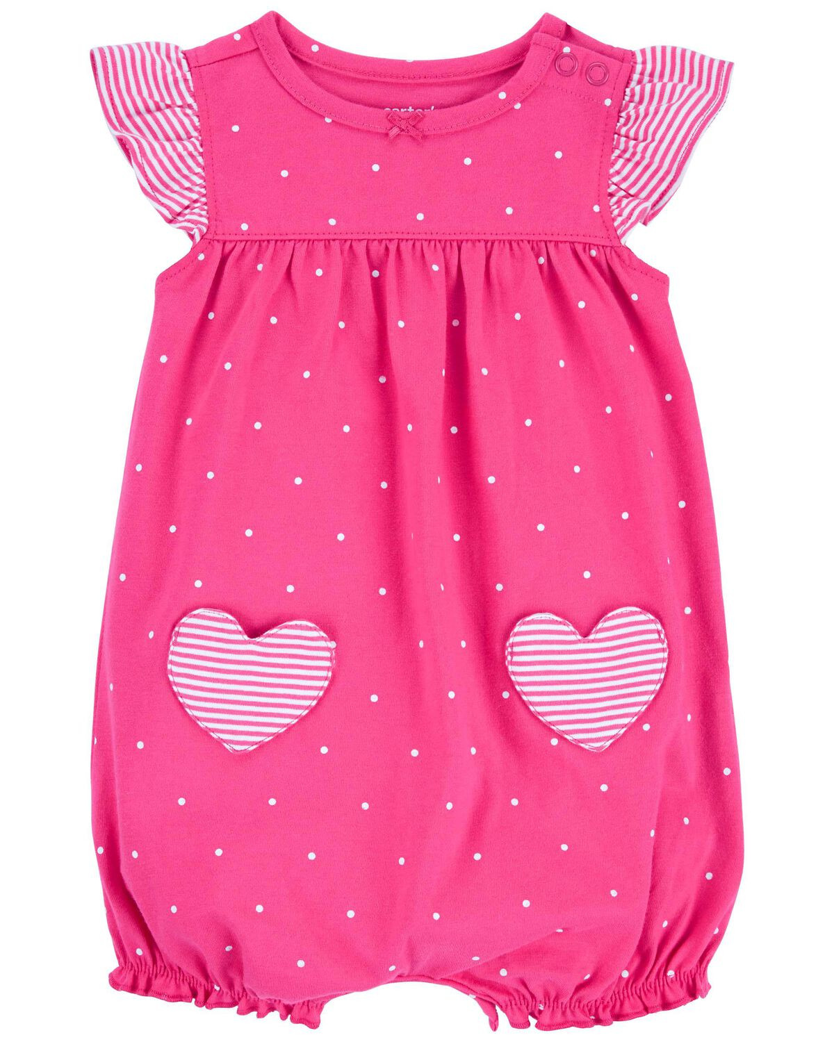 Pink Baby Heart Pocket Cotton Romper | carters.com | Carter's