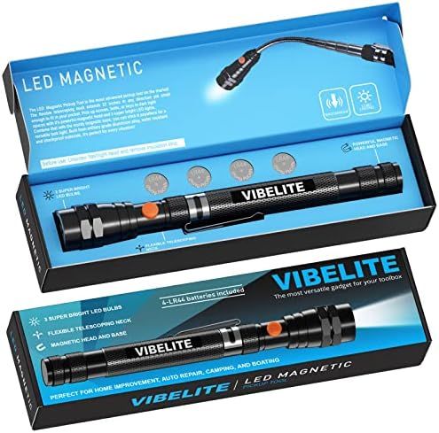 VIBELITE Magnet 3 LED Magnetic Pickup Tool, Telescoping Flexible Extendable Led Flashlights, Perf... | Amazon (US)