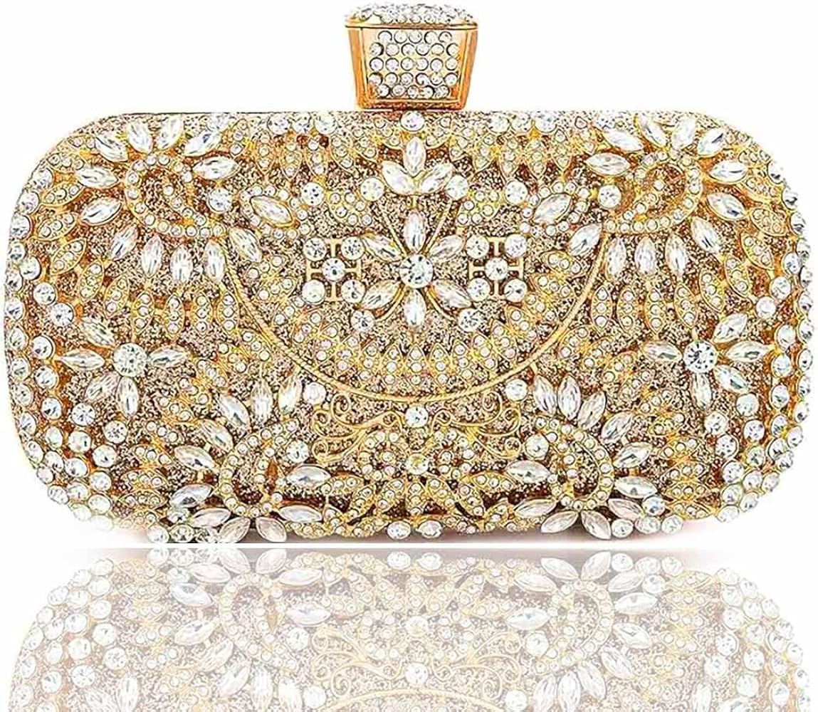 Yokawe Womens Crystal Evening Clutch Bag Bridal Wedding Purse Rhinestone Party Prom Handbag | Amazon (US)