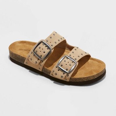 Women's Devin Two Band Footbed Sandals - Universal Thread™ Tan 8 | Target