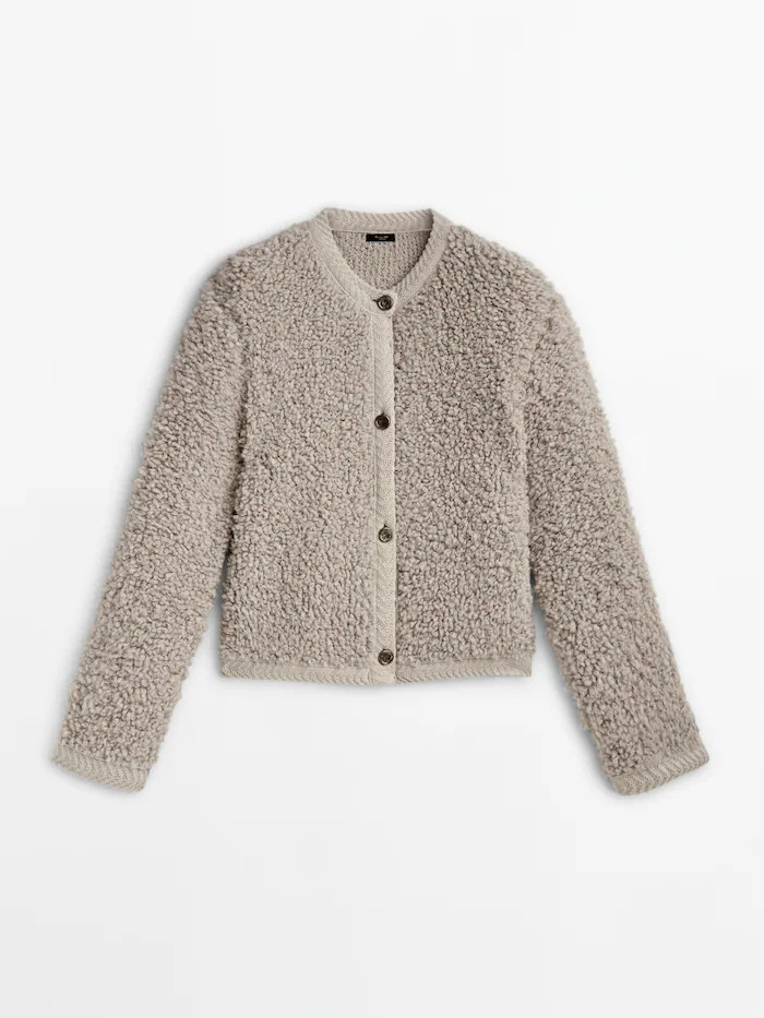 Bouclé knit cardigan with buttons | Massimo Dutti US