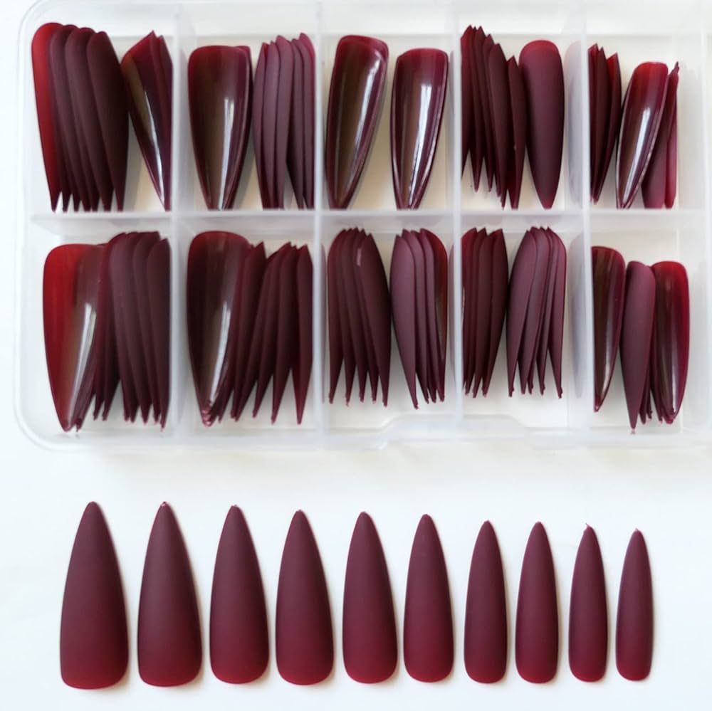 100PC Matte Stiletto Press on Nails Full Cover Pointy Claw Colored False Nails Christmas Manicure... | Amazon (US)