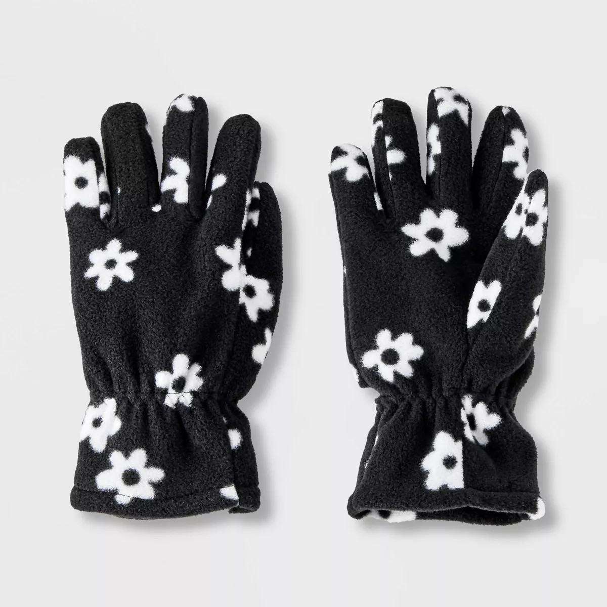 Girls' Fleece Floral Print Regular Gloves - Cat & Jack™ Black | Target