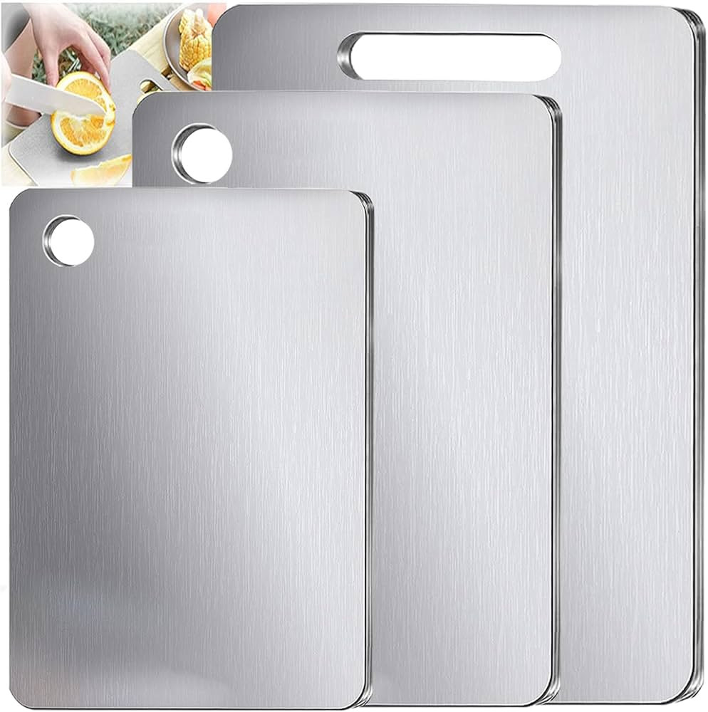 100% Pure Titanium Cutting Board Set of 3 - Double-Sided Pure Cut Titanium Cutting Boards for Kit... | Amazon (US)