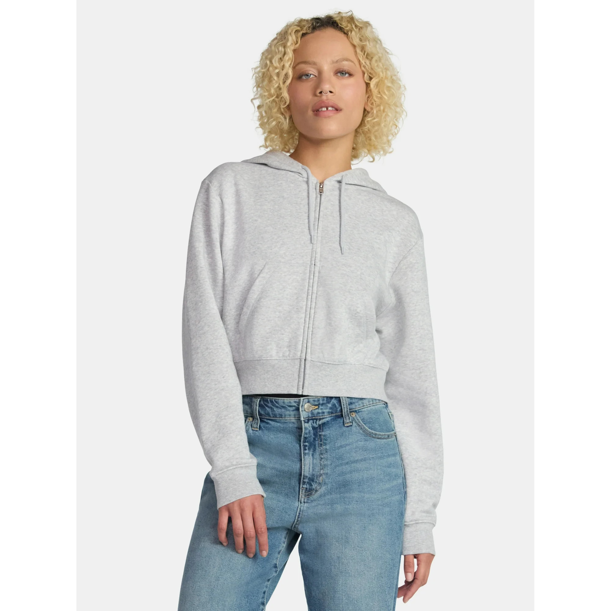 No Boundaries Cropped Fleece Zip Hoodie, Women’s | Walmart (US)