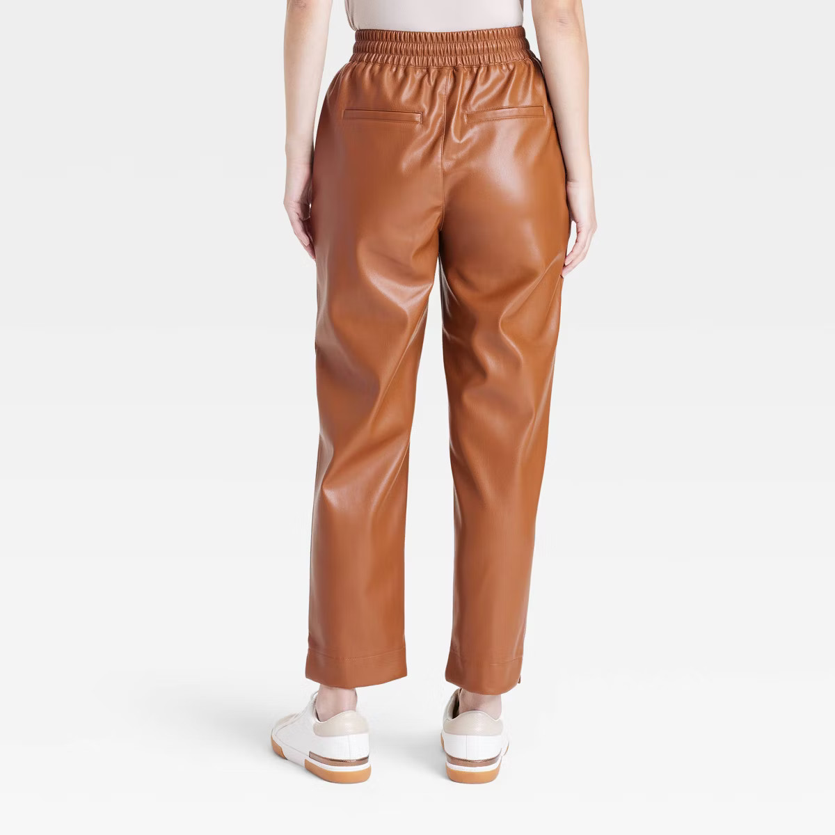Women's High-Rise Faux Leather Tapered Ankle Pull-On Pants - A New Day™ | Target