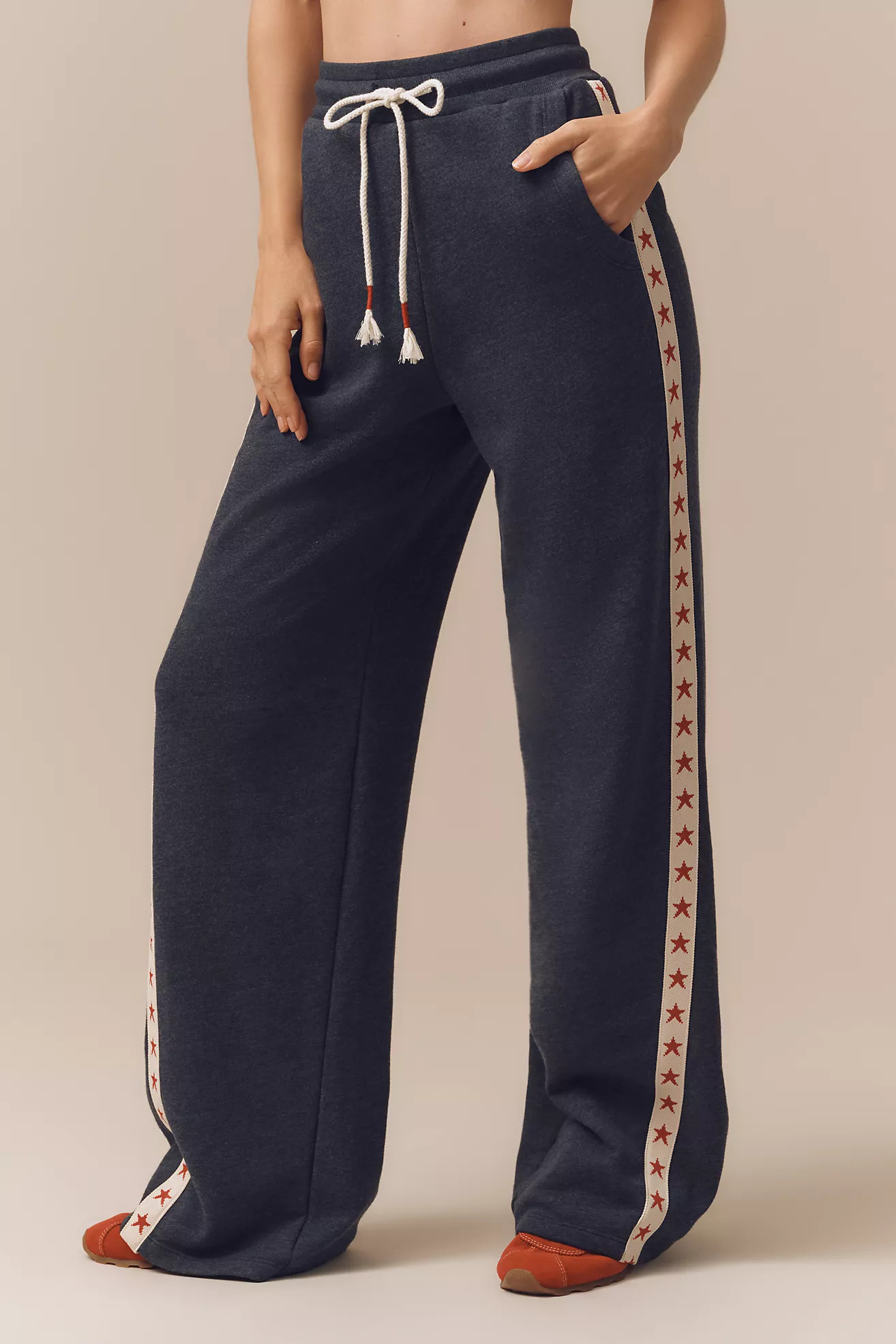 Sundry Vintage Terry Side-Stripe Wide-Leg Track Pants | Anthropologie (US)