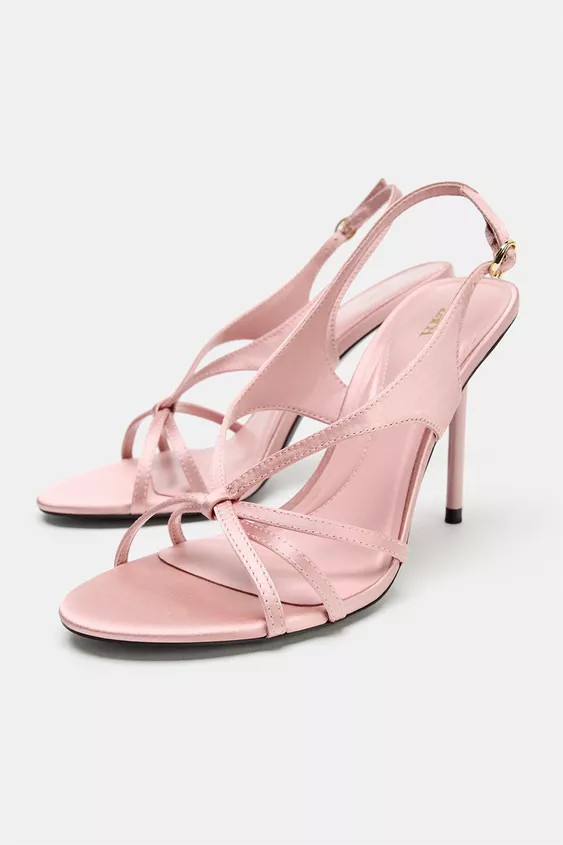 SATIN EFFECT HEELED SANDALS | Zara US