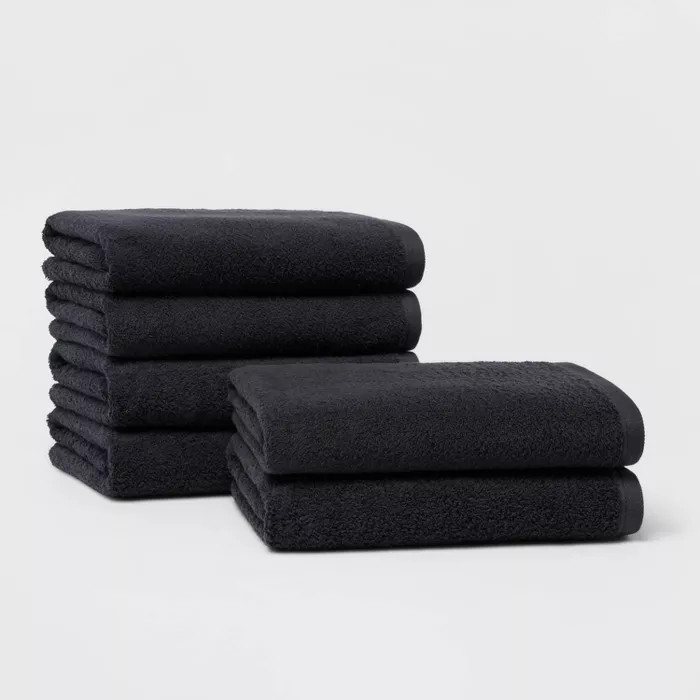 6pk Bath Towel Set Black - Room Essentials™ | Target