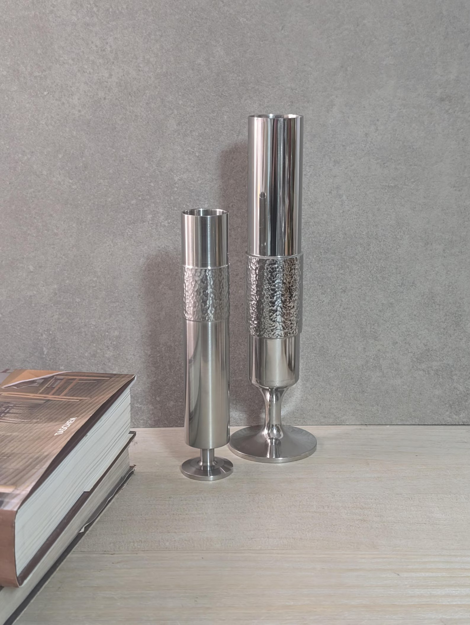 2 Vases Stainless Steel Cylinder Vases Brutalist - Etsy | Etsy (US)